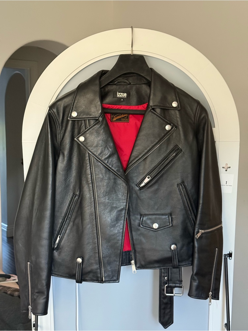 izzue Genuine Lamb Leather Moto Jacket | Size M | Excellent